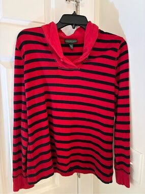 Ralph Lauren Red & Black Striped Long Sleeve Top